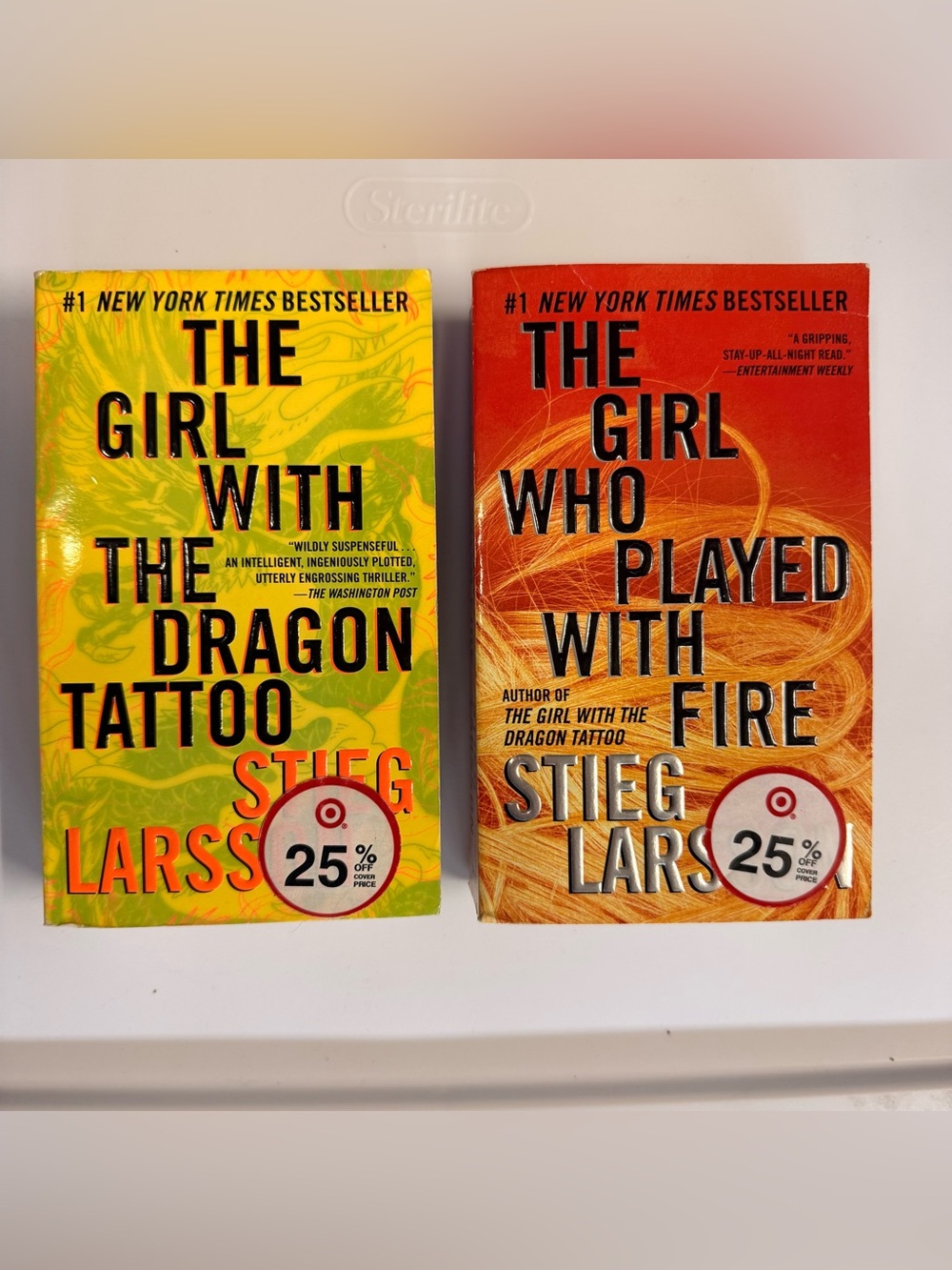 Stieg Larsson 2 Books The Girl w the Dragon Tattoo & The Girl who Played w Fire